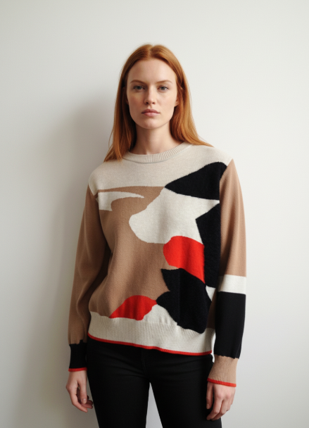 SCORZZO Abstract Multi Colour Knit Jumper