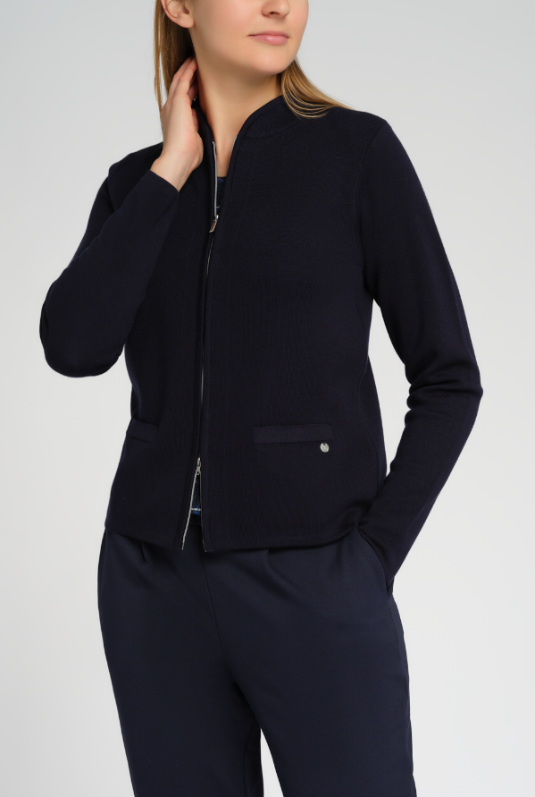 Gollehaug Classic Navy Zip Up Cardigan