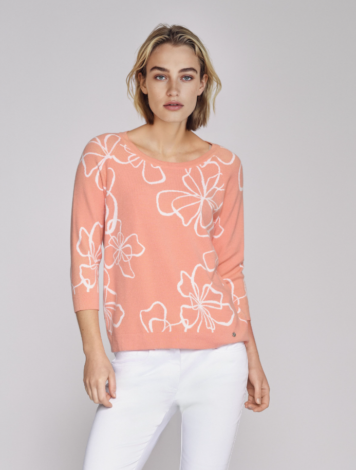 Gollehaug Peach Intarsia Knit Jumper