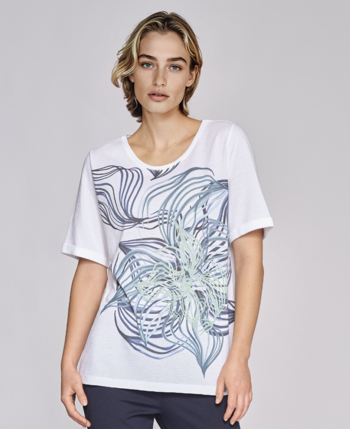 Gollehaug Blue Flower White T-Shirt