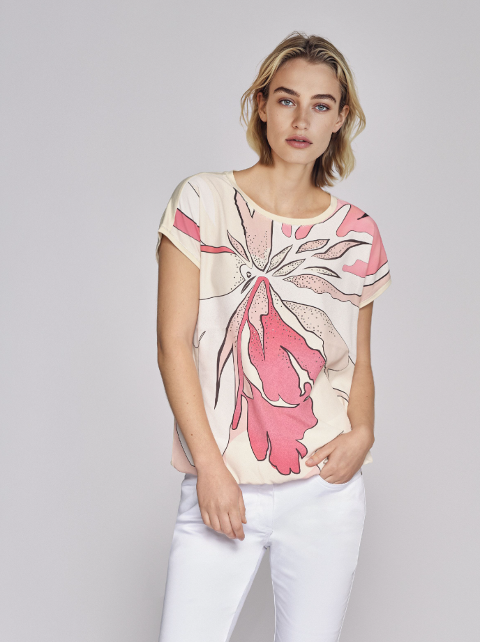 Gollehaug Coral Leaf Print Top