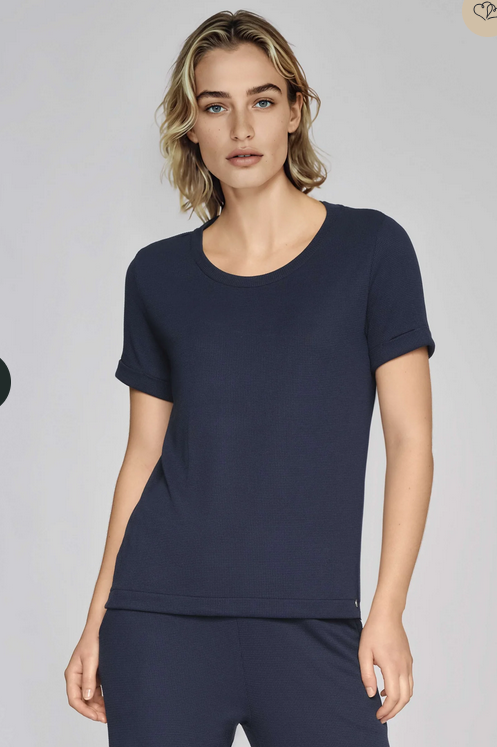 Gollehaug Waffle Knit Navy T-Shirt