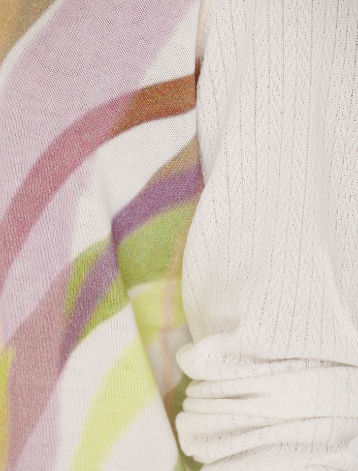 Gollehaug Green and Pink V-Neck Knit Jumper