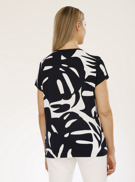 Gollehaug Navy and White Knit Top