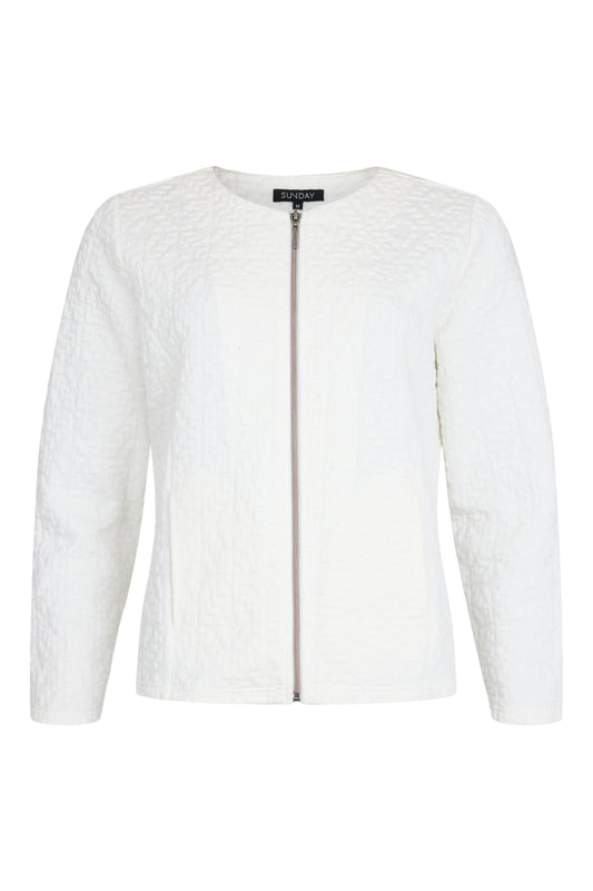 SUNDAY Textured White Knit Jacket