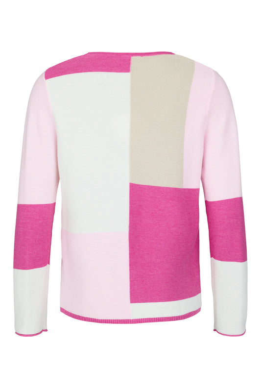 SUNDAY Pink Colourblock Classic Jumper