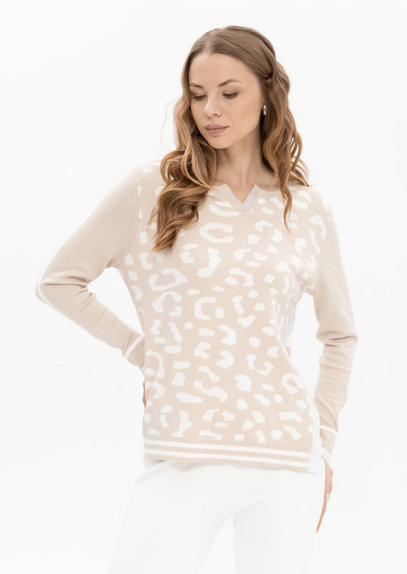 PASSIONI Neutral Leopard Knit Jumper