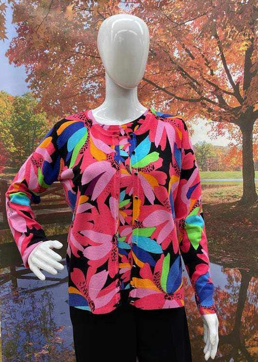 Leo&Ugo Knit Pink Floral Twinnset