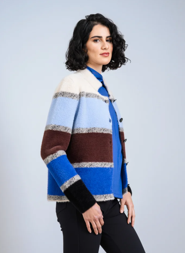 SCORZZO Blue Textured Cardigan
