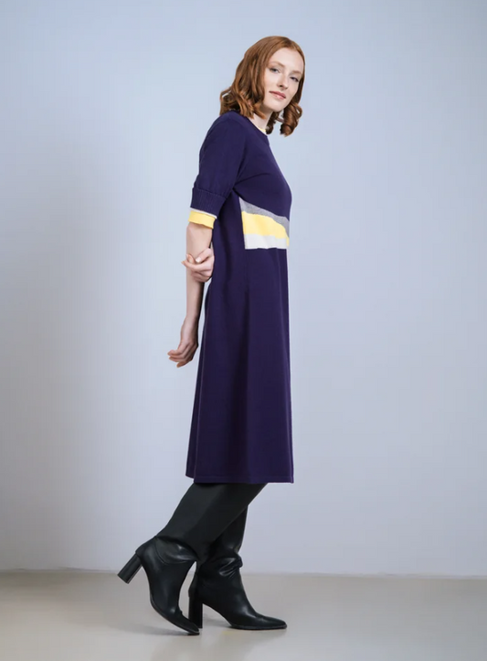 SCORZZO Purple Intarsia Knit Dress