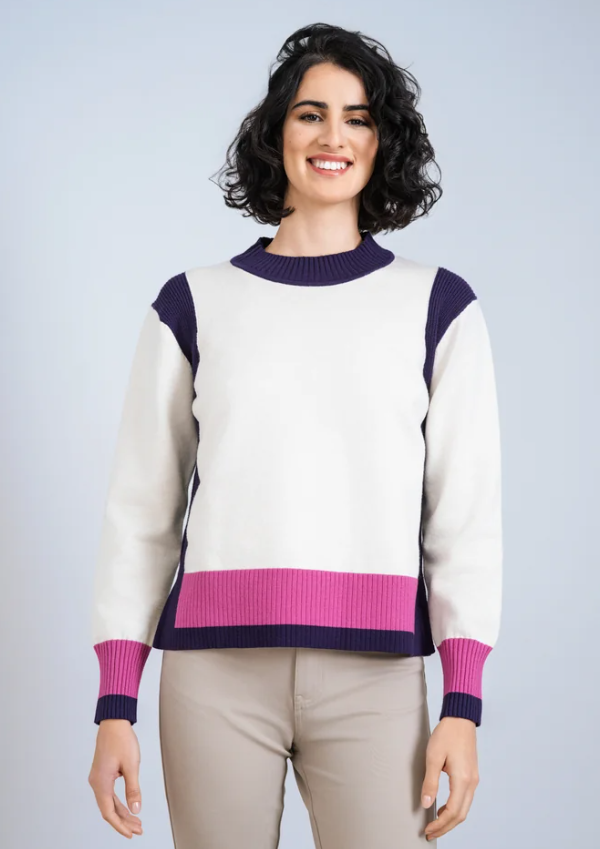 SCORZZO Beige and Purple Knit Jumper