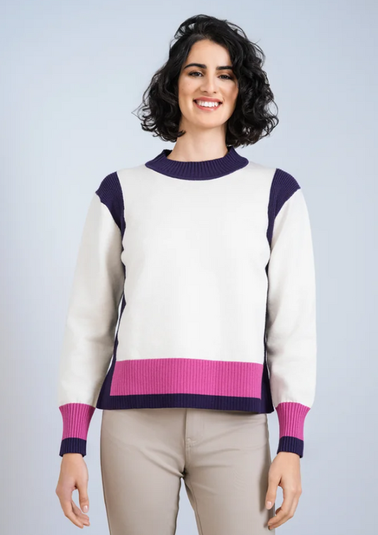 SCORZZO Beige and Purple Knit Jumper