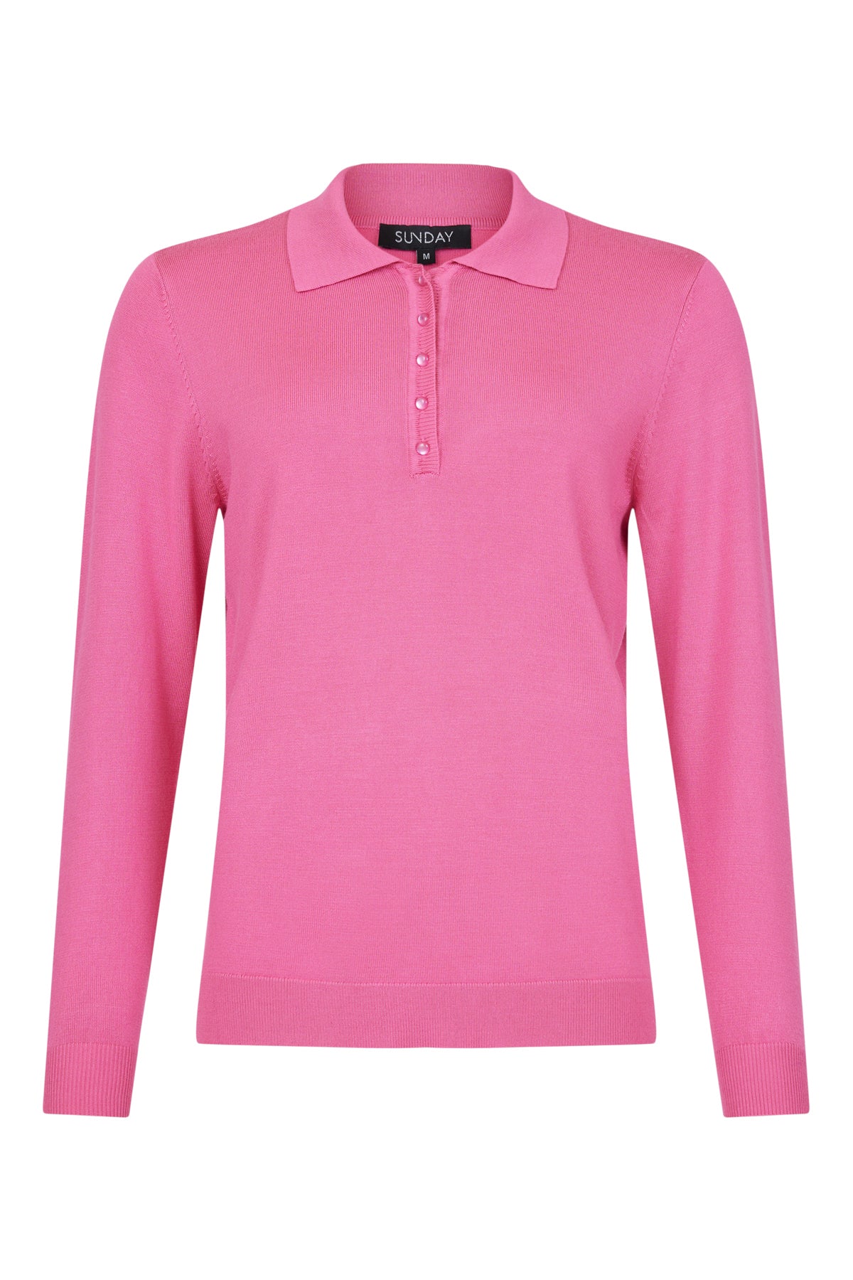 SUNDAY Pink Long Sleeve Polo Shirt Top