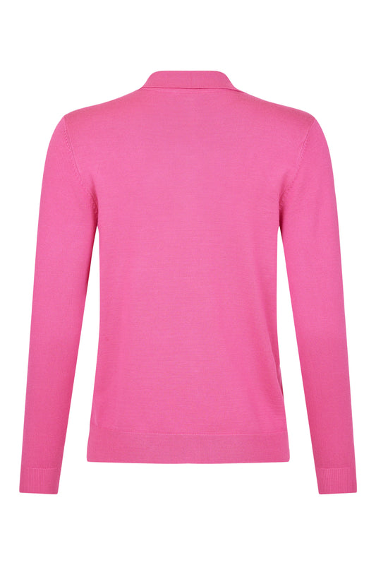 SUNDAY Pink Long Sleeve Polo Shirt Top