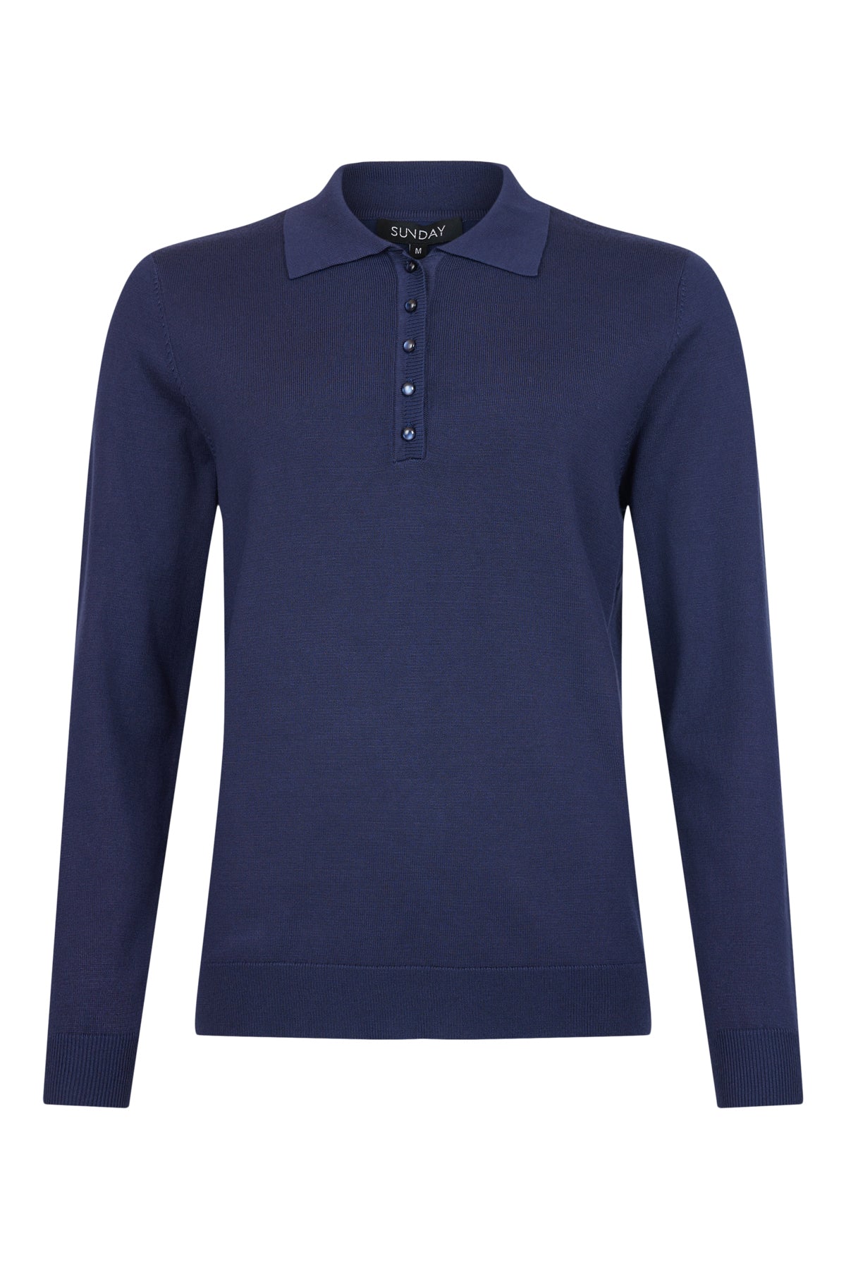 SUNDAY Navy Long Sleeve Polo Shirt Top