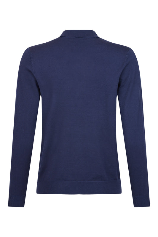 SUNDAY Navy Long Sleeve Polo Shirt Top