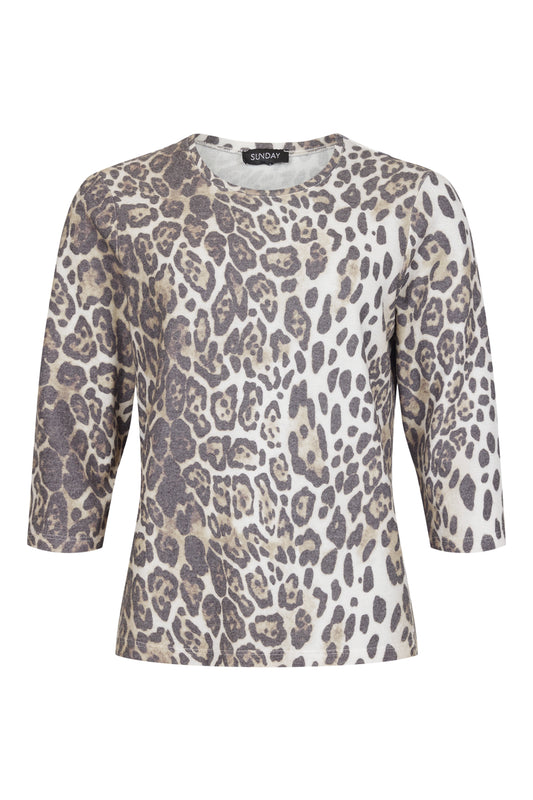 SUNDAY Grey Leopard Knit Jumper
