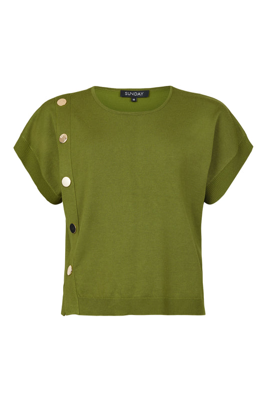 SUNDAY Green Short-Sleeve Knit Top