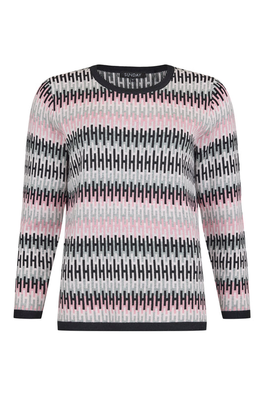 SUNDAY Black Colourful Sweater