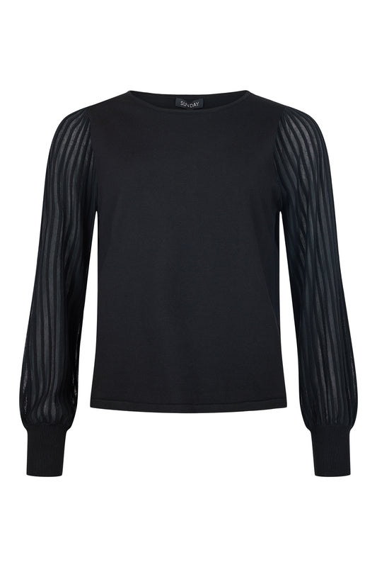 SUNDAY Black Pleated Blouse