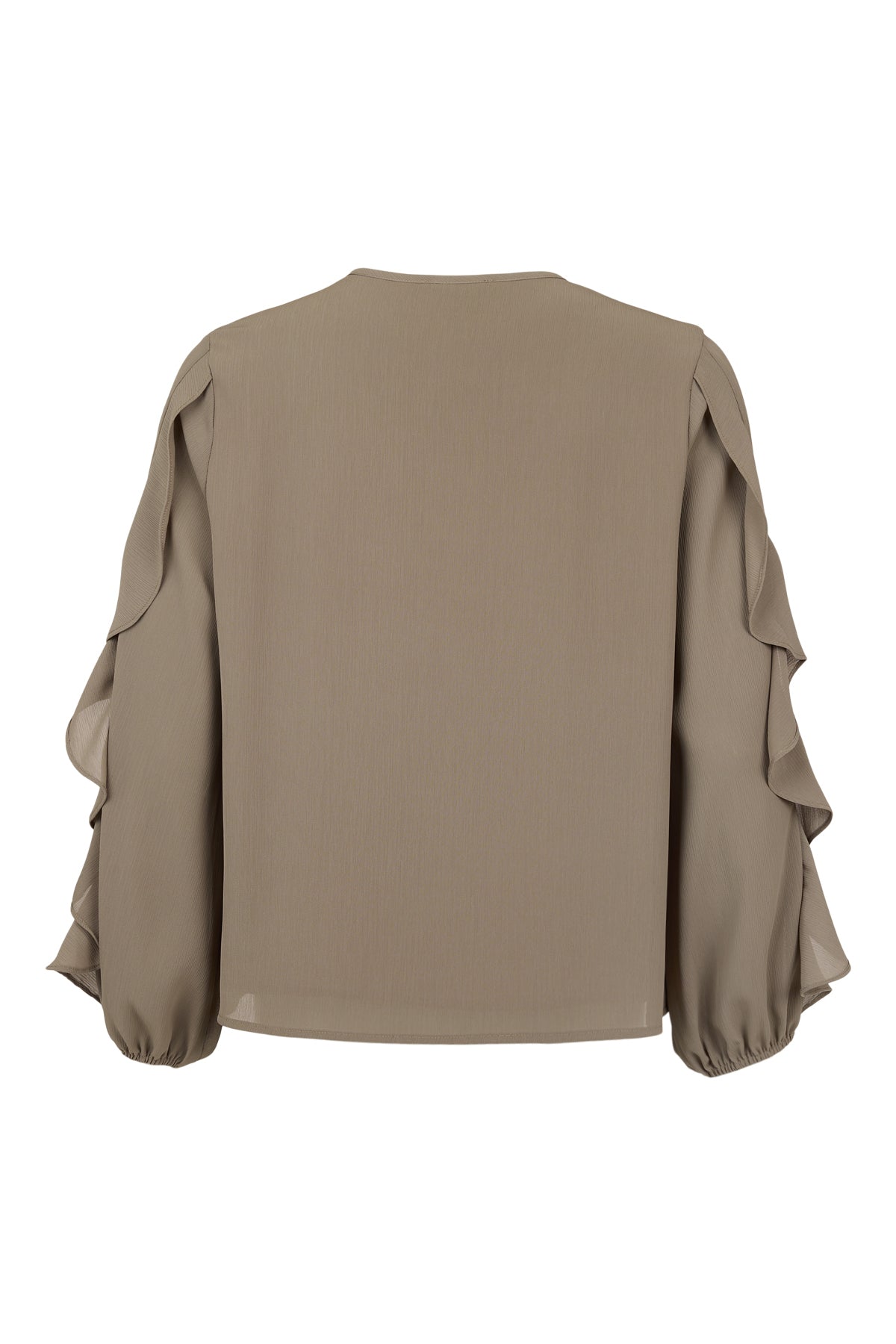 SUNDAY Taupe Ruffle Blouse