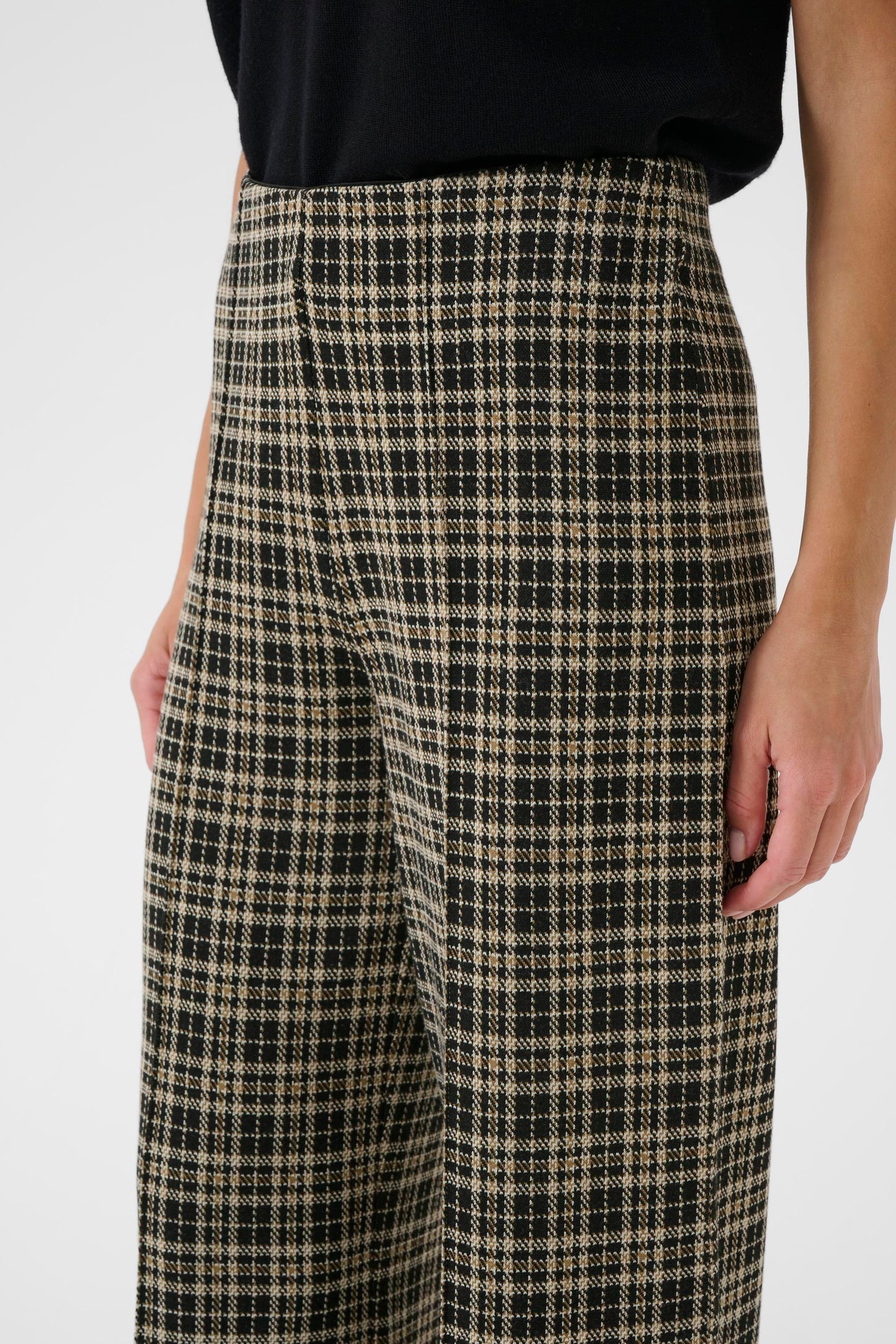 Part Two Dark Navy Check Wide Leg Trousers