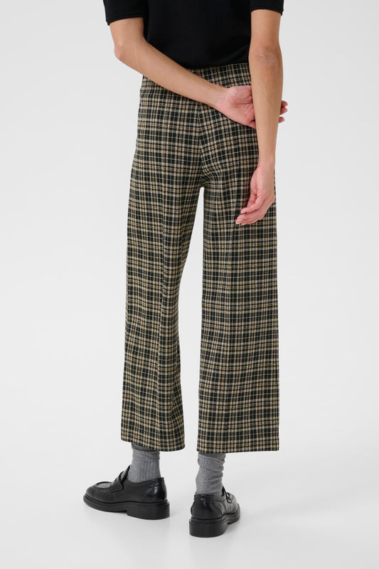 Part Two Dark Navy Check Wide Leg Trousers