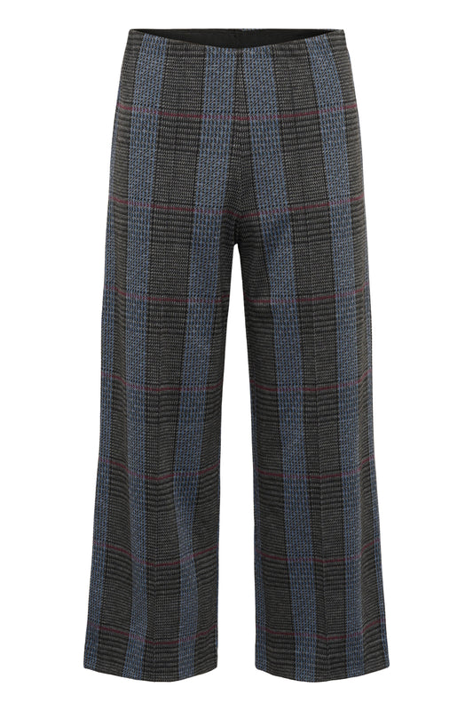 Part Two Large Grey Check Wide Leg Trousers