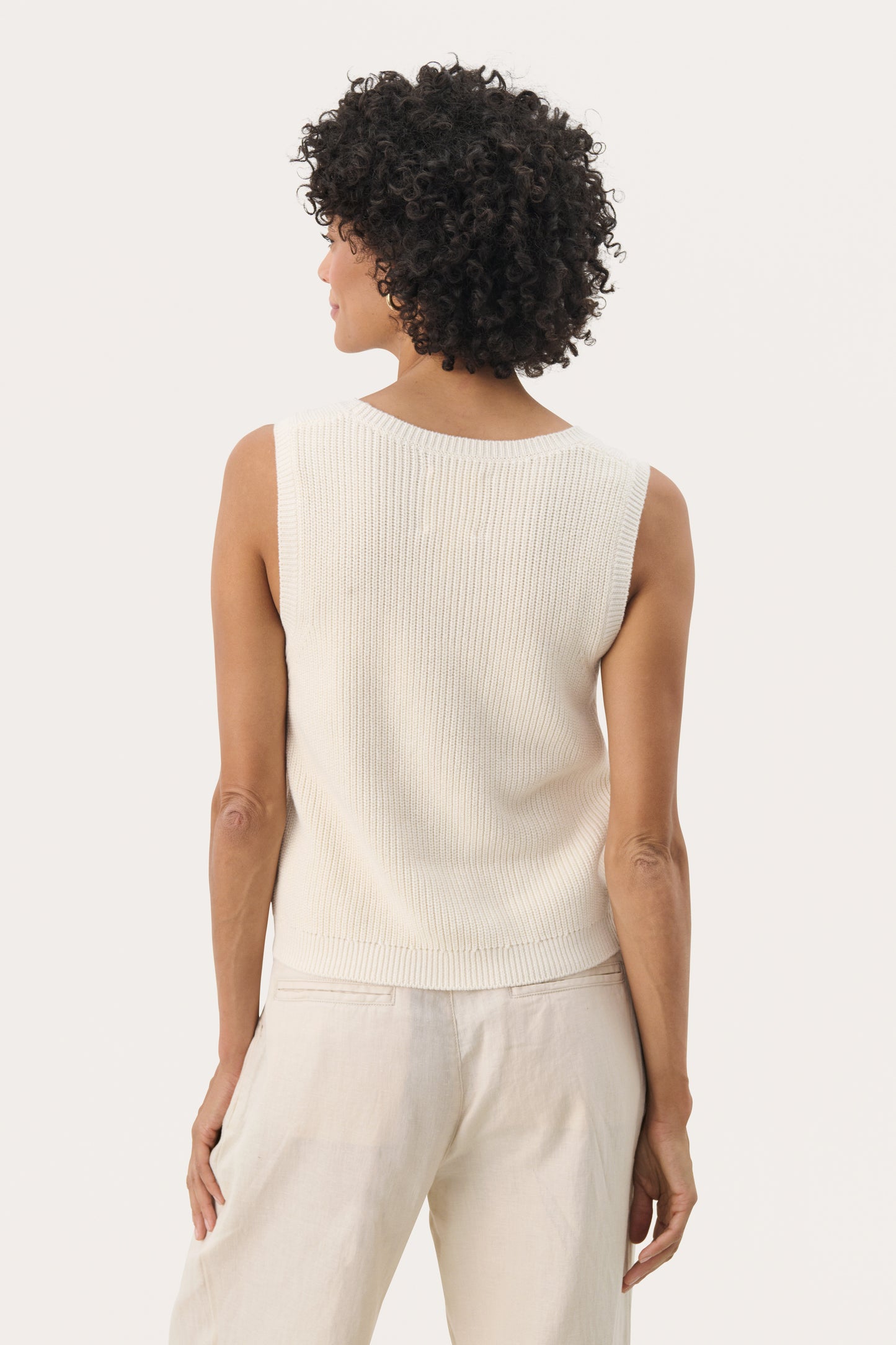 Part Two Cream Sleeveless Knit Jumper