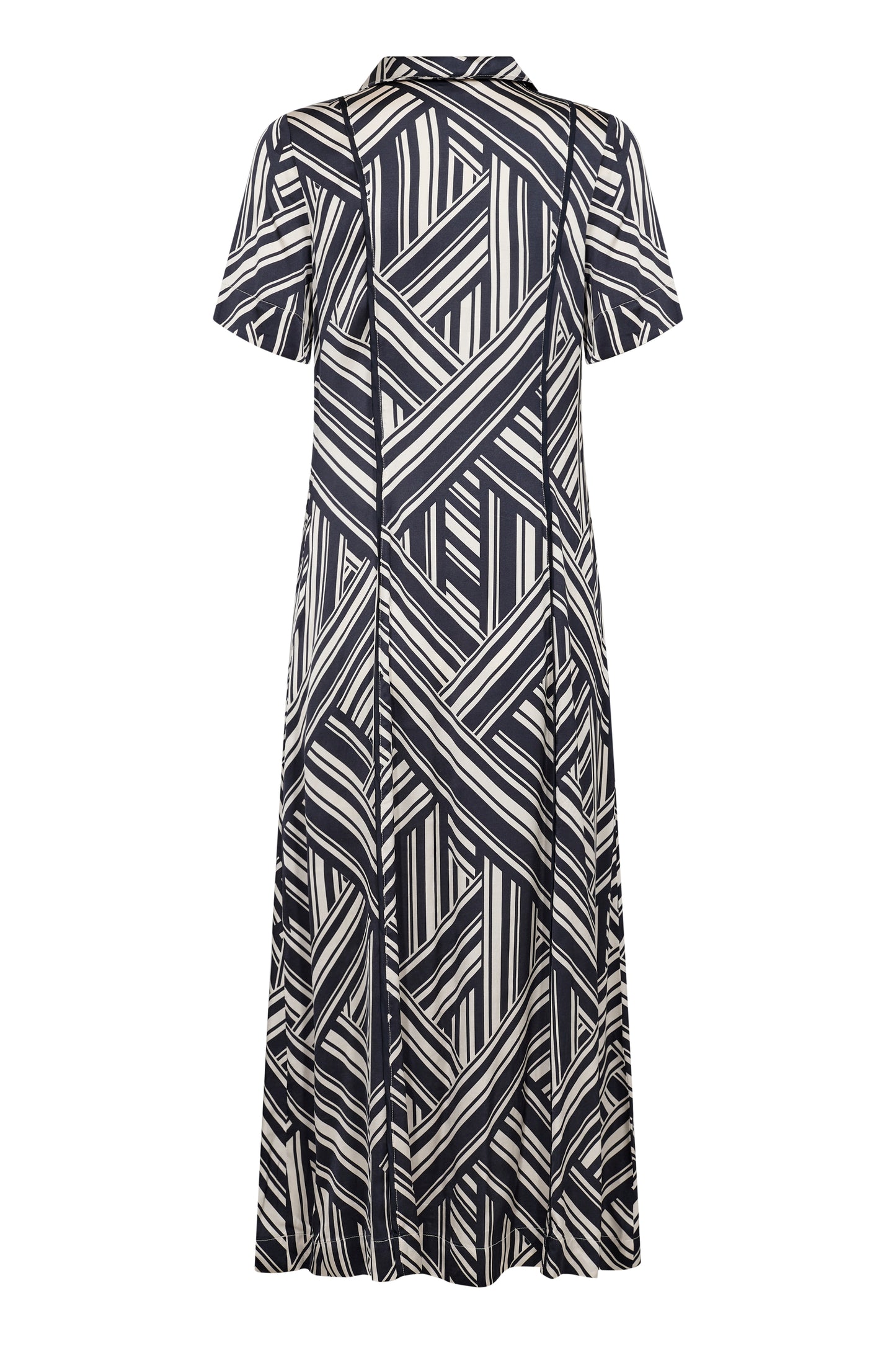Part Two Navy and Cream Midi Dress