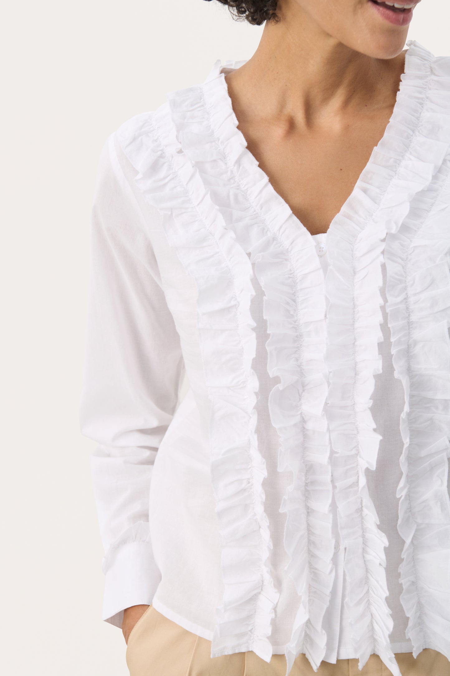 Part Two White Ruffle Blouse