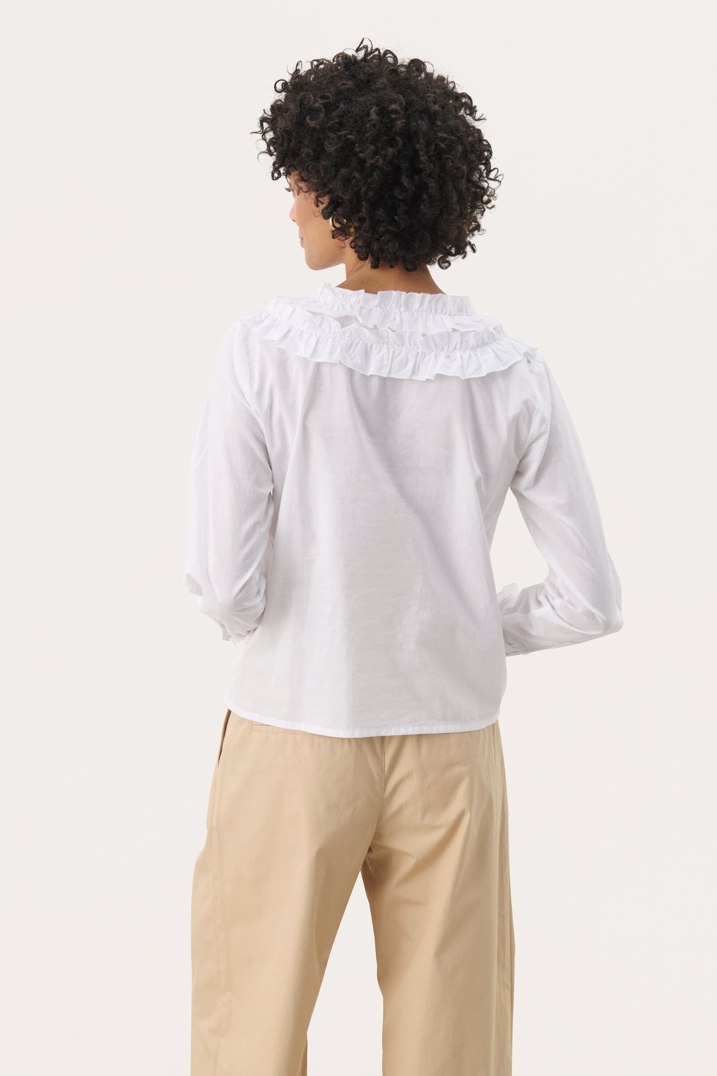Part Two White Ruffle Blouse