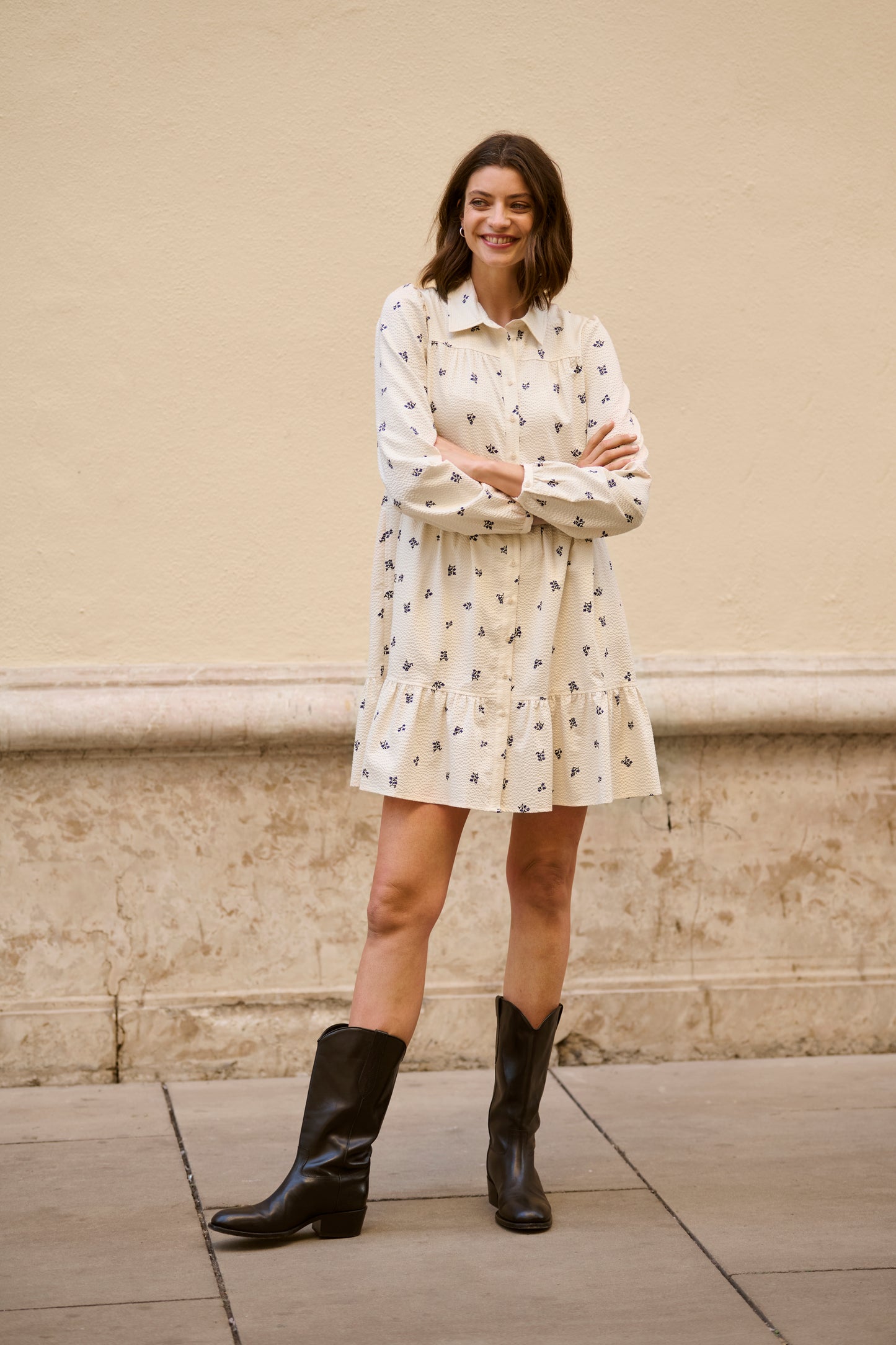 Part Two Seersucker Cream Dress