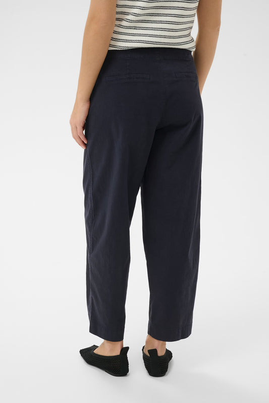 Part Two Navy Netta Barrel Leg Trousers