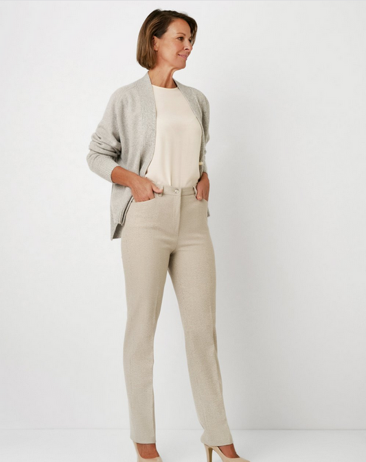 TONI Beige Mini Houndstooth Scarlet Trousers