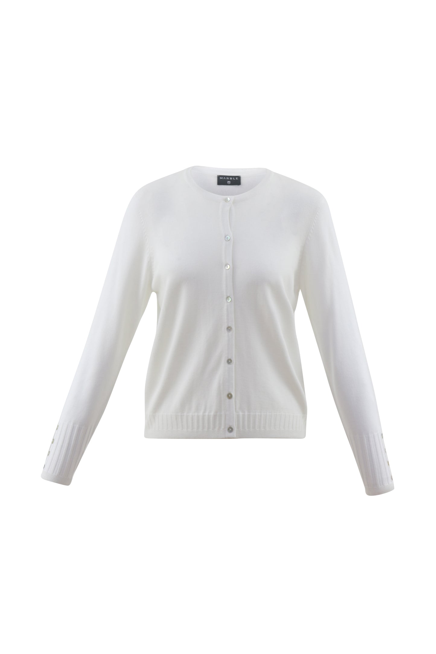 Marble Classic White Button Up Cardigan