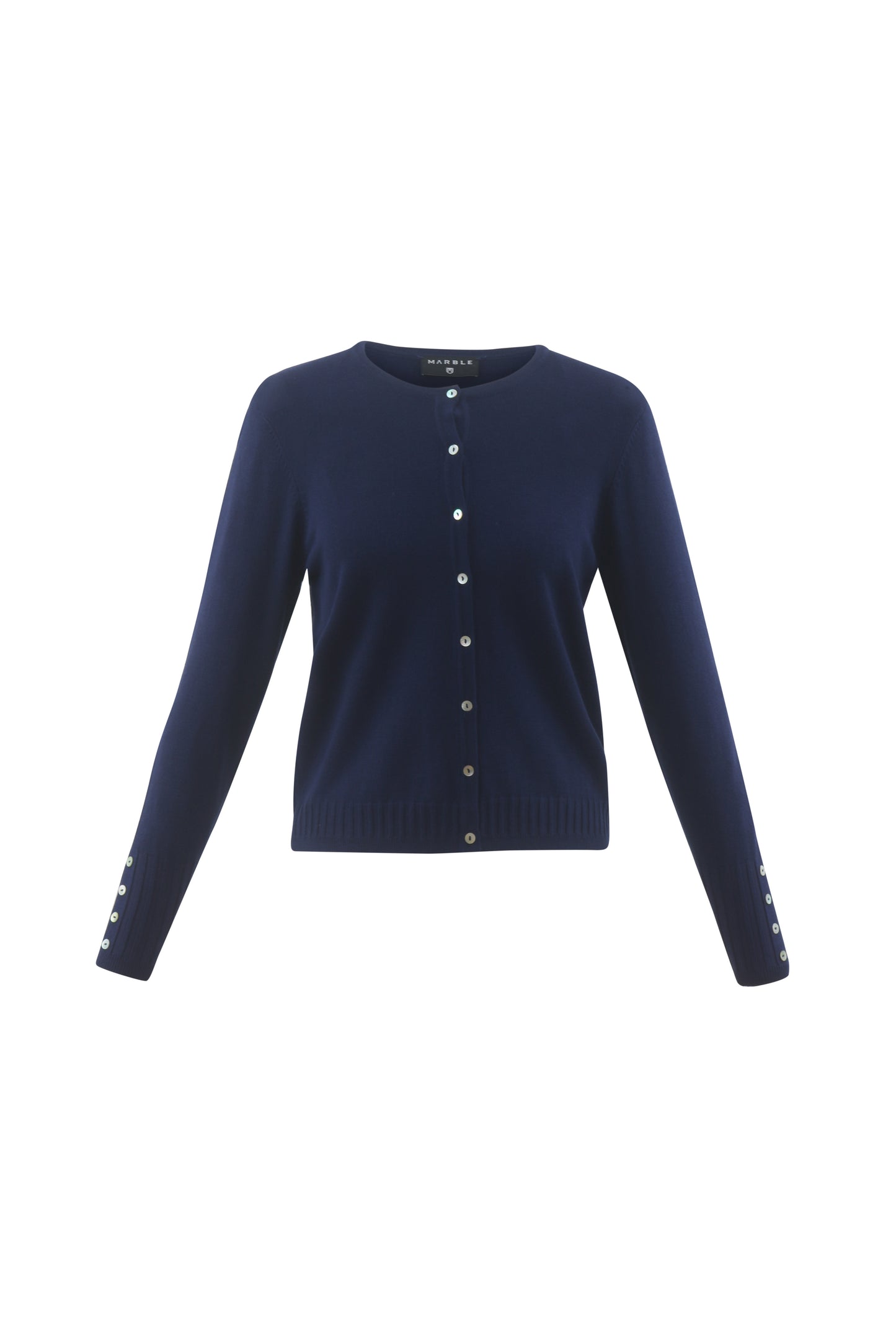 Marble Classic Navy Button Up Cardigan