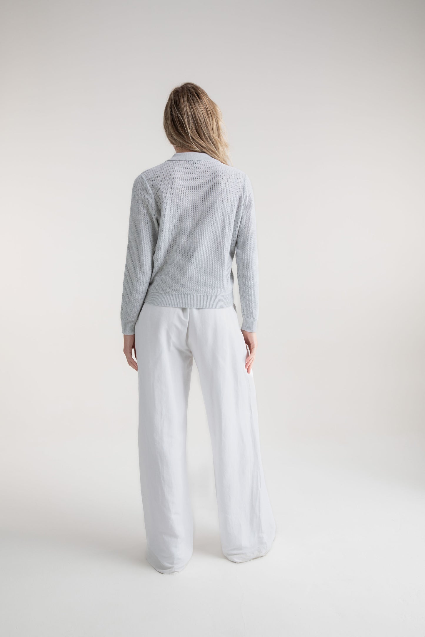 Marble Silver Grey Button Up Knit Cardigan