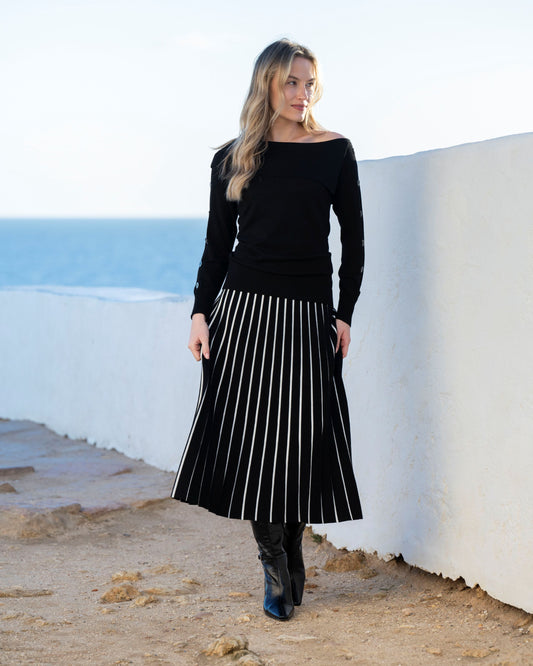 Marble Two Tone A Line Knit Skirt