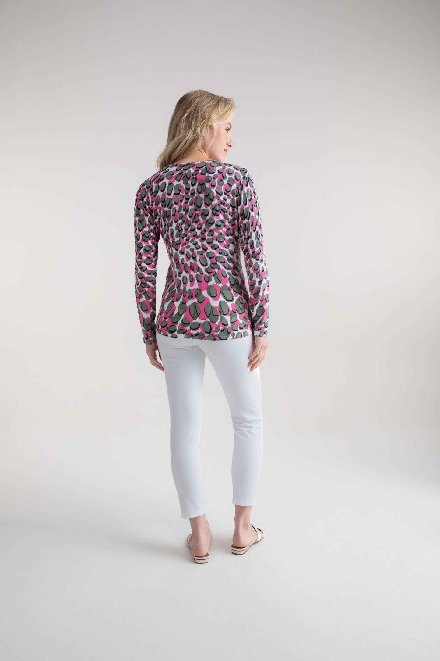 Marble Pink and Khaki V-Neck Knit