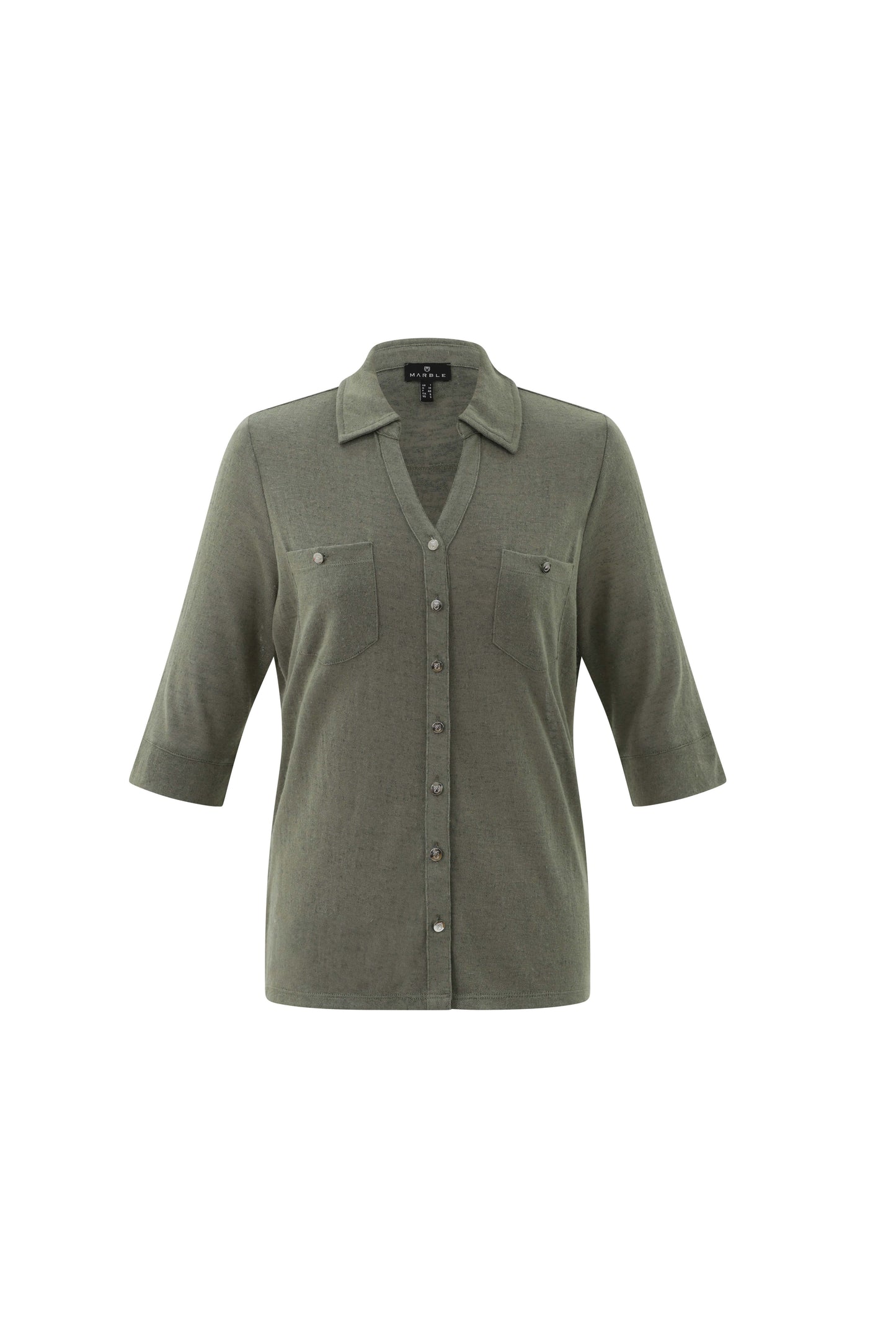 Marble Khaki Button Up Blouse