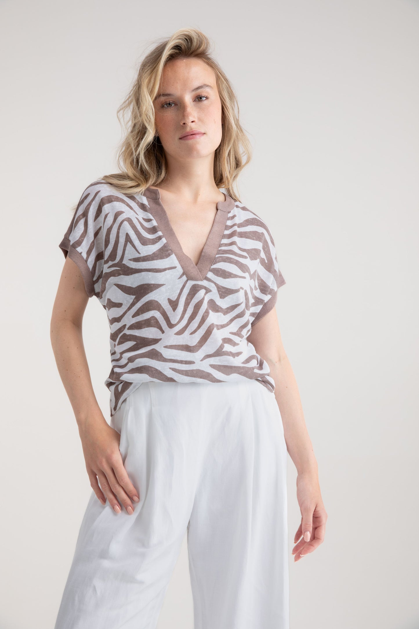 Marble Taupe Zebra Top