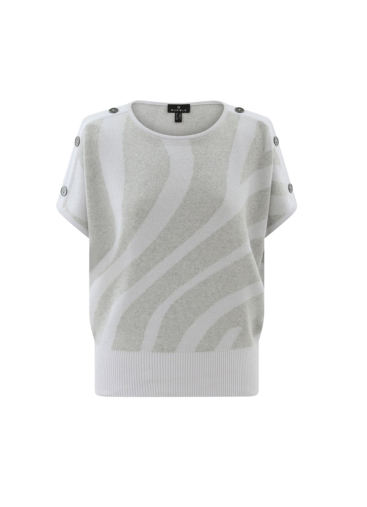 Marble Silver Grey Button Detail Knit Jumper