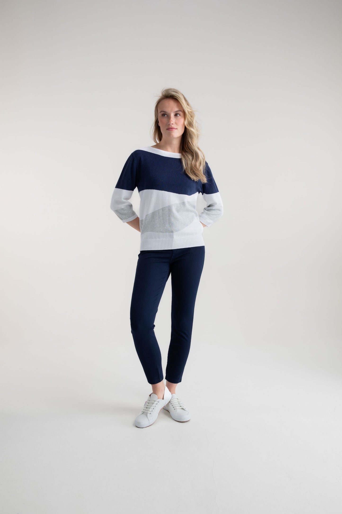 Marble Navy and Silver Batwing Sleeve Jumper