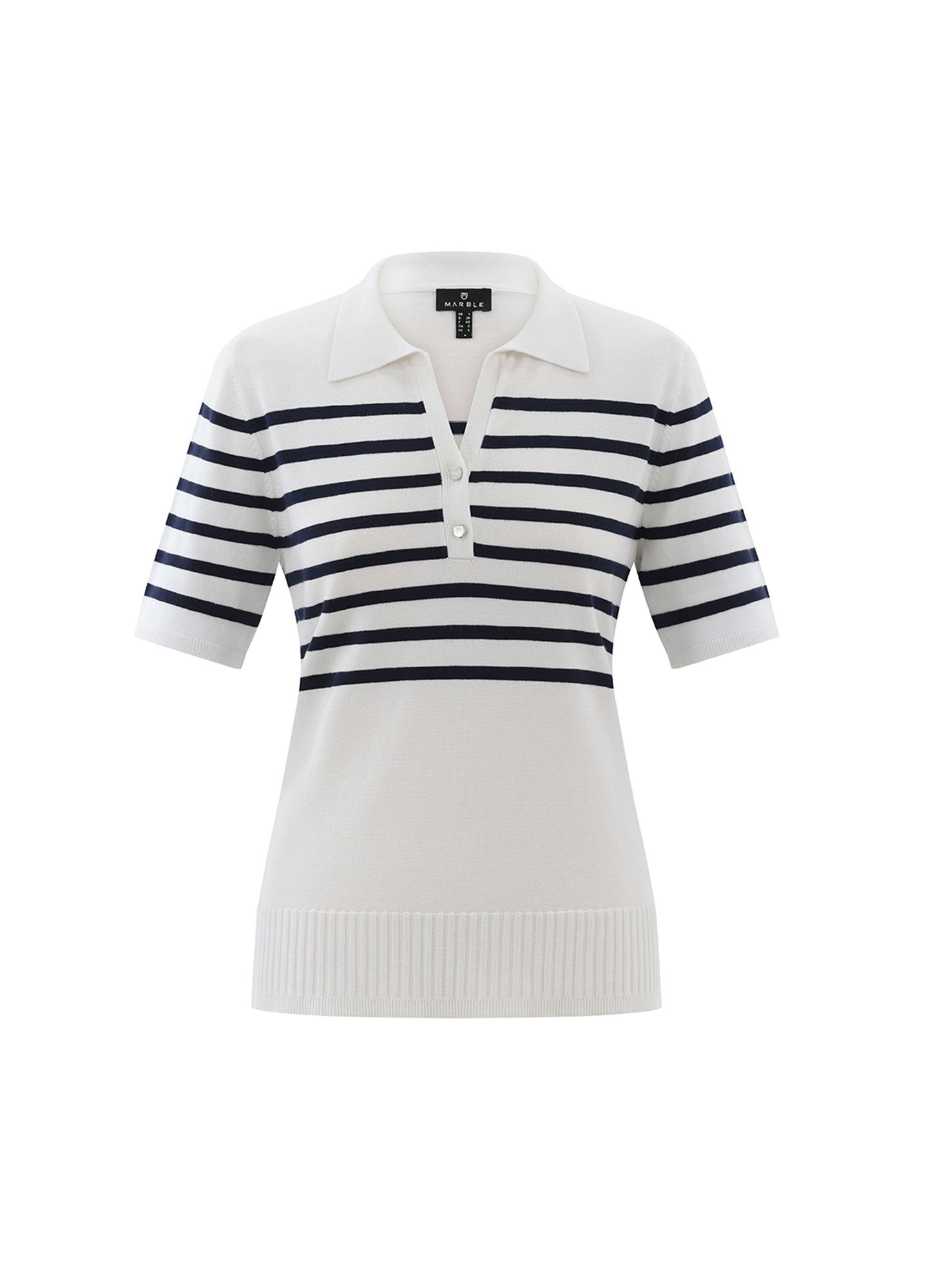 Marble Navy Stripe Knit Poloshirt