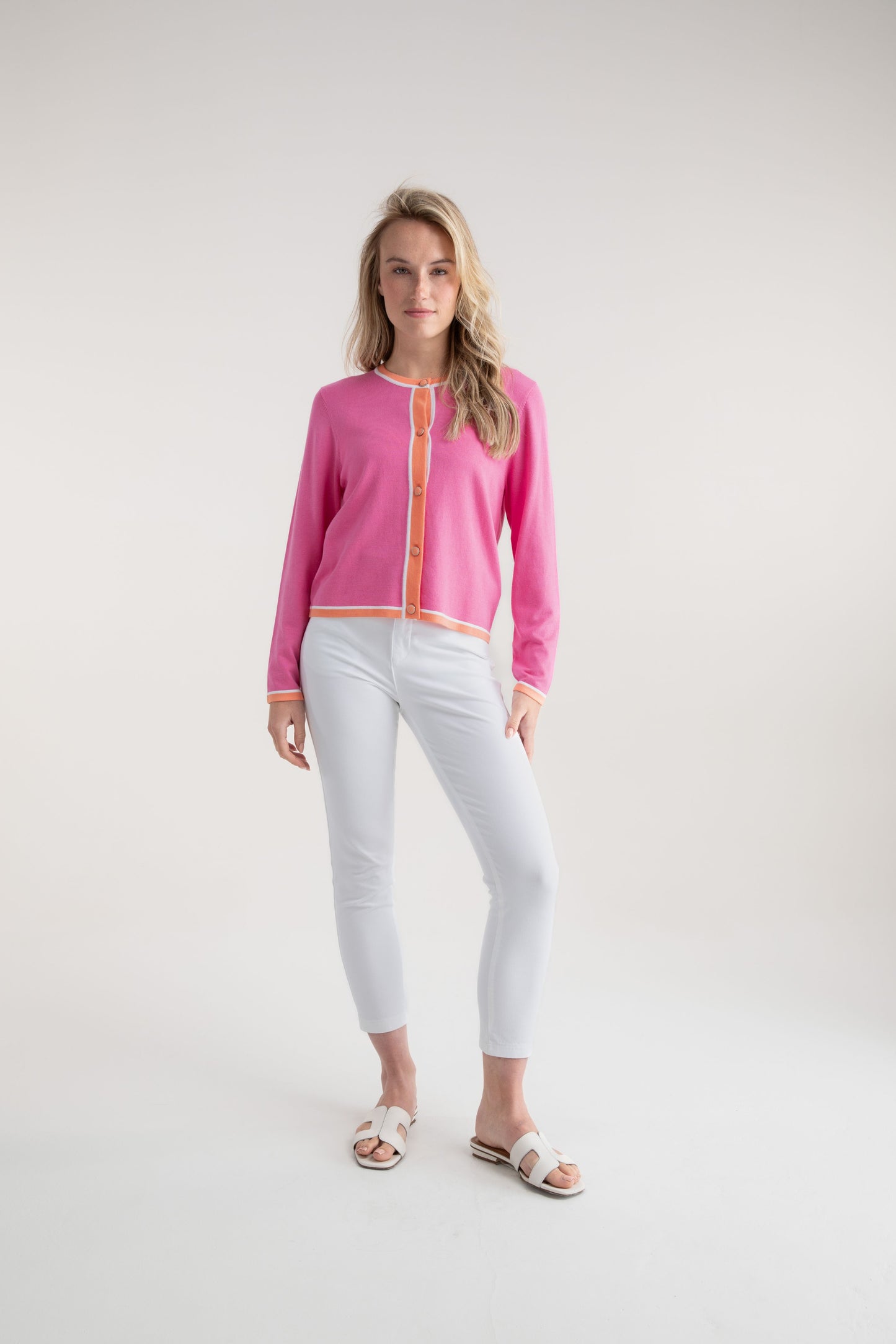 Marble Pink and Orange Trim Cardigan