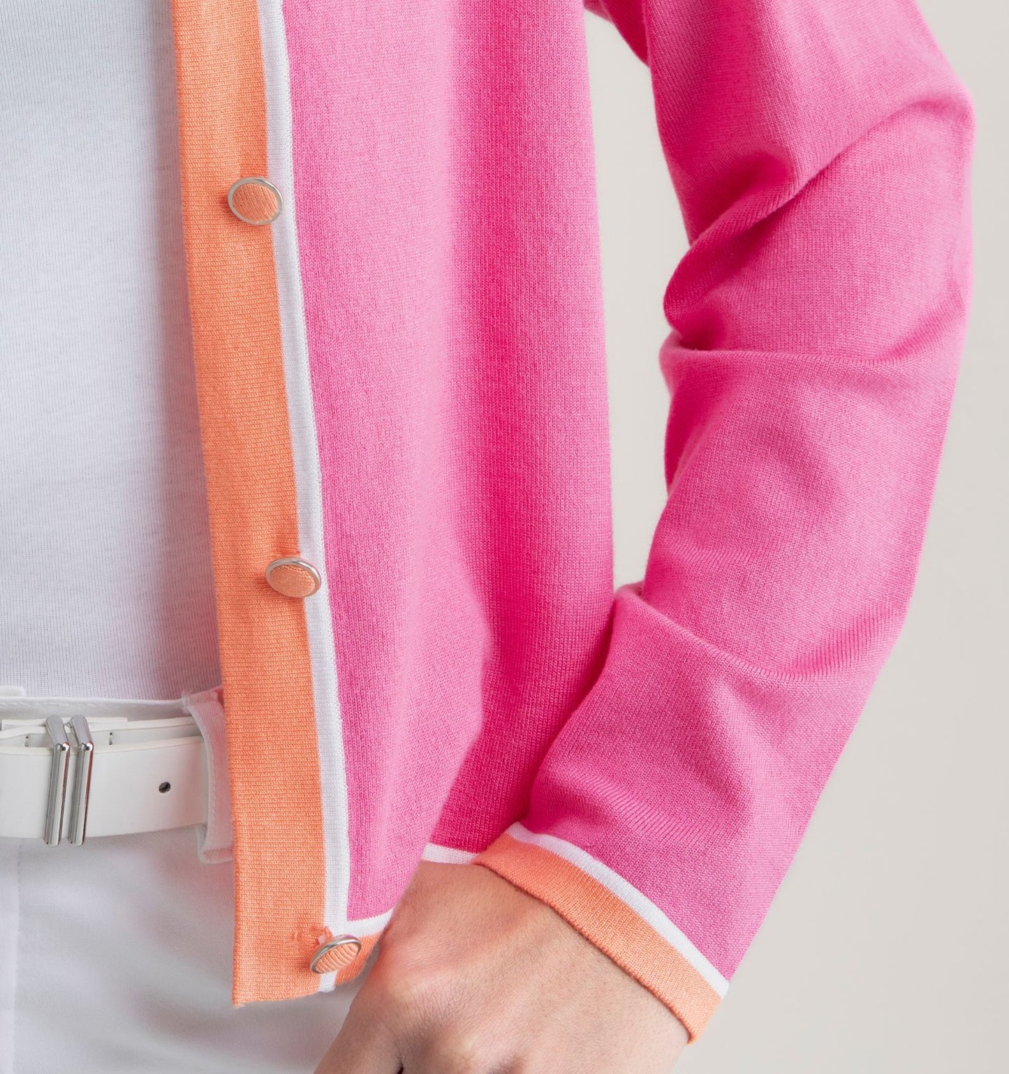 Marble Pink and Orange Trim Cardigan