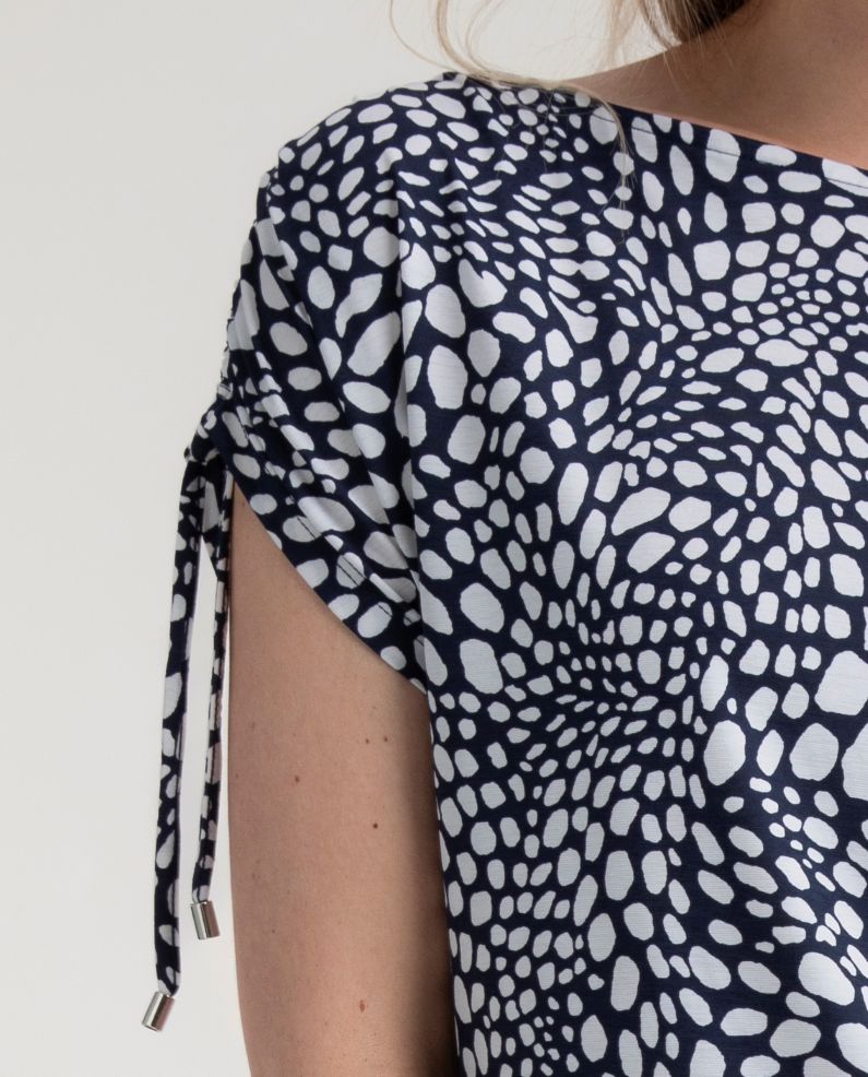 Marble Navy Spot Print Jersey Top
