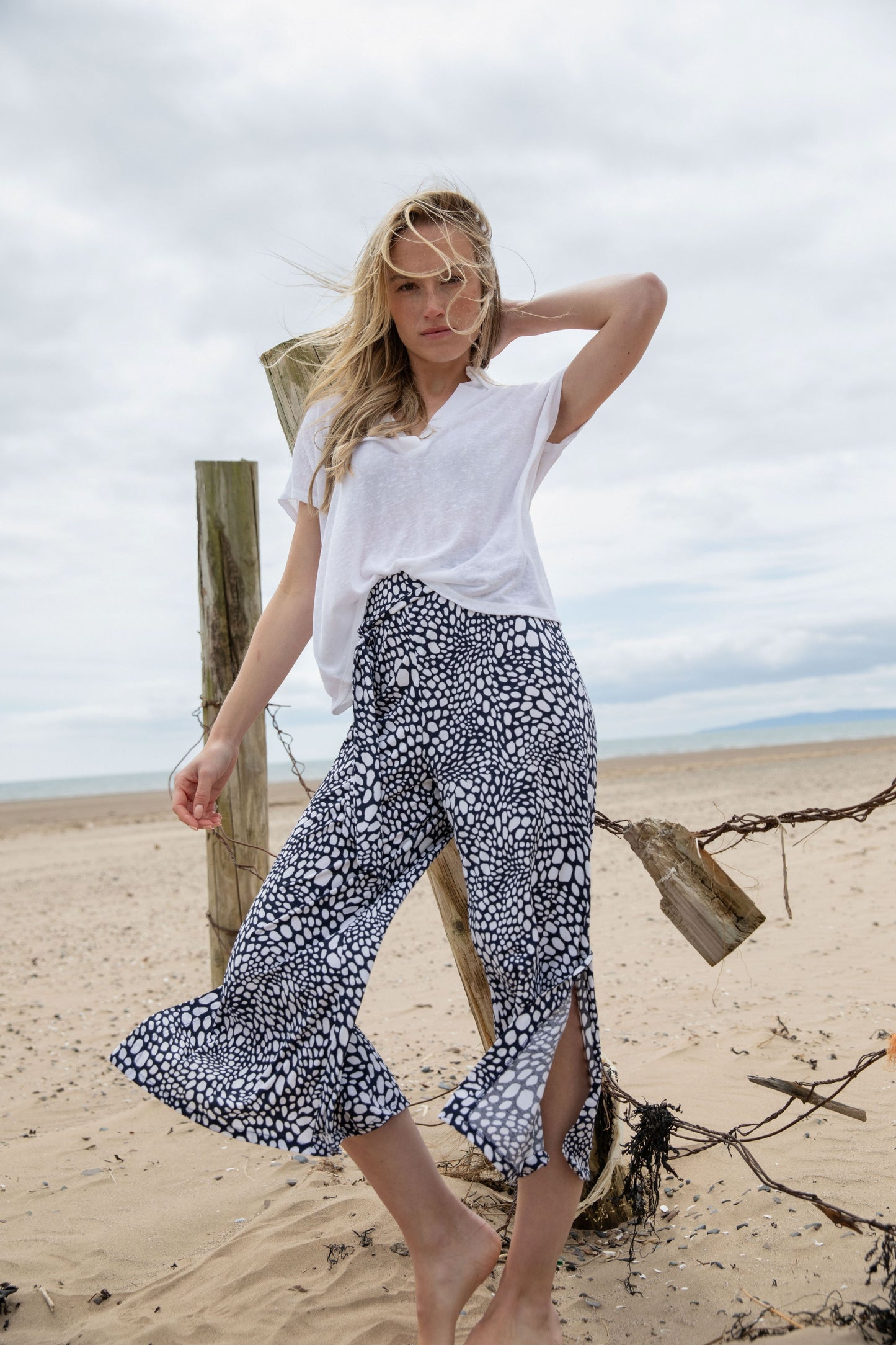 Marble Navy Spot Print Trousers