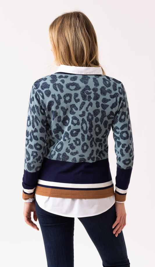 Marble Navy Leopard Knit Classic Jumper